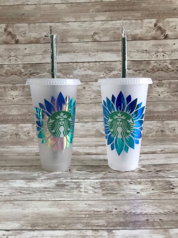 Image of Starbucks cups with sunflower design