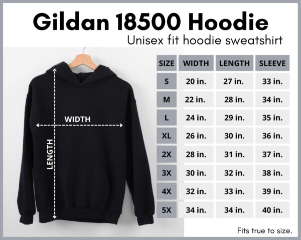 Gildan 18500 Hoodie size chart