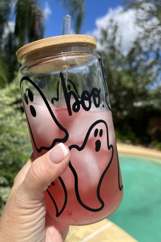 Boo Halloween Glass Can