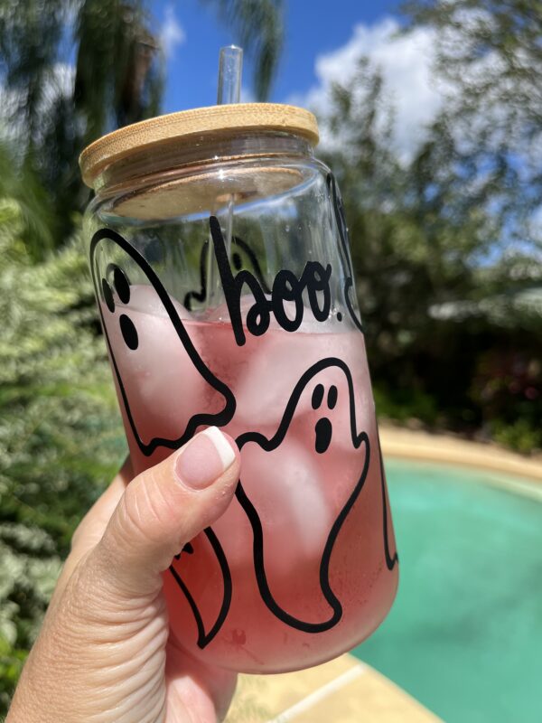 Boo Halloween Glass Can