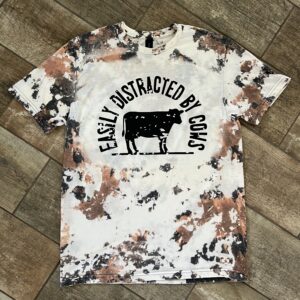 bleached cowhide print tshirt, cowhide tshirt, cow lover tshirt