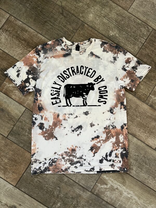 bleached cowhide print tshirt, cowhide tshirt, cow lover tshirt