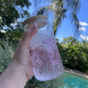 Wildflower Glass Can Cup