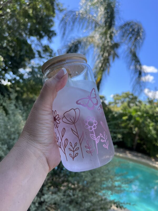 Wildflower Glass Can Cup